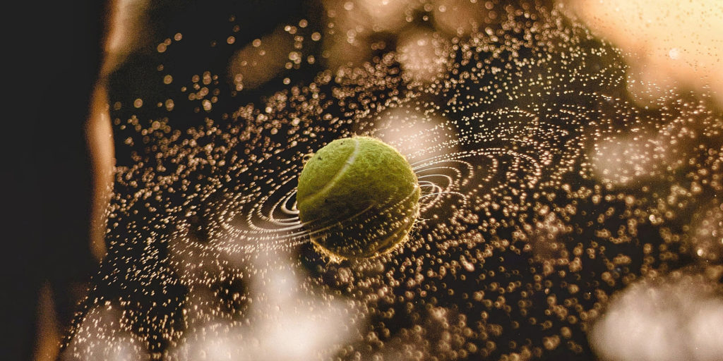 Spinning tennis ball